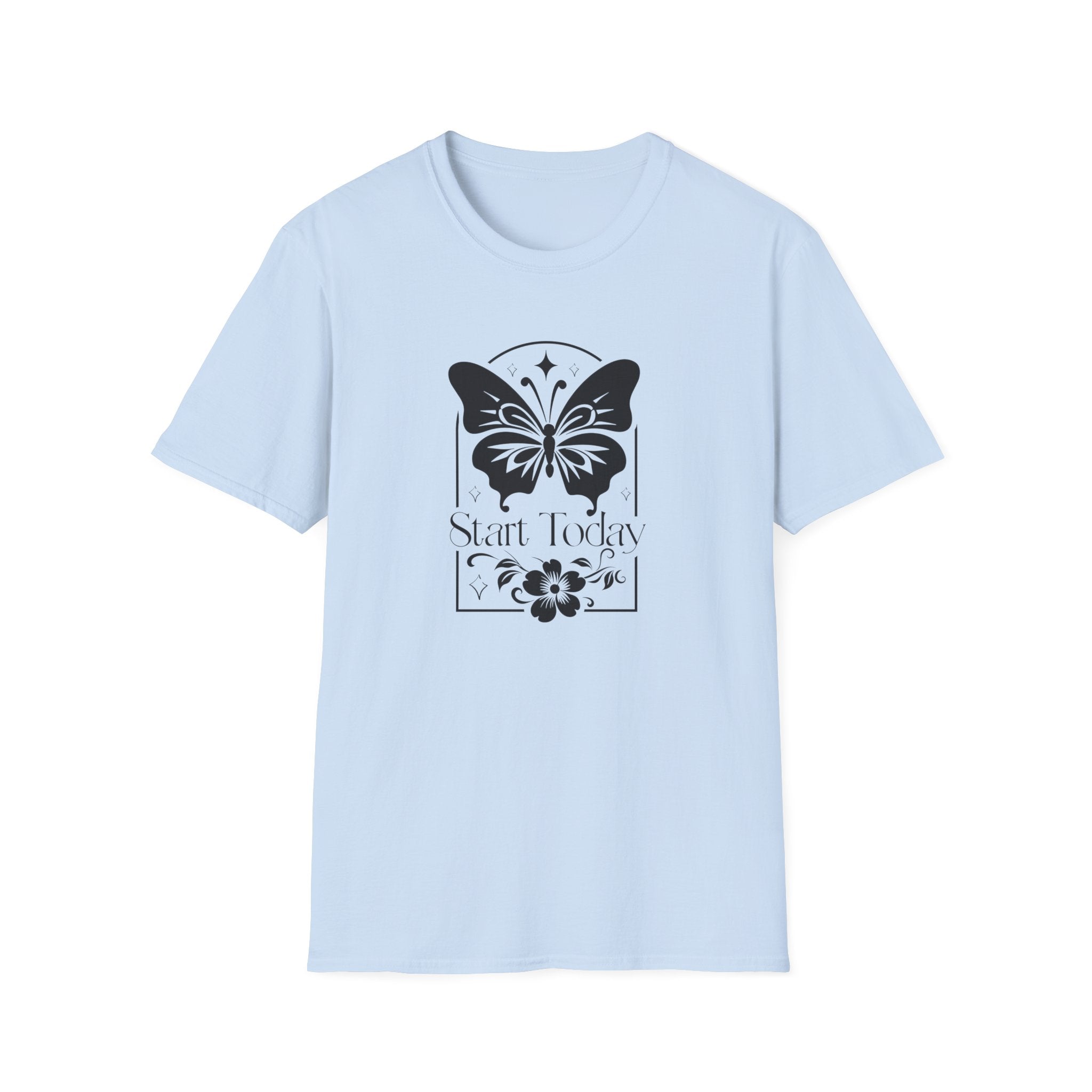 "Start Today" Celestial Butterfly Motif T-Shirt