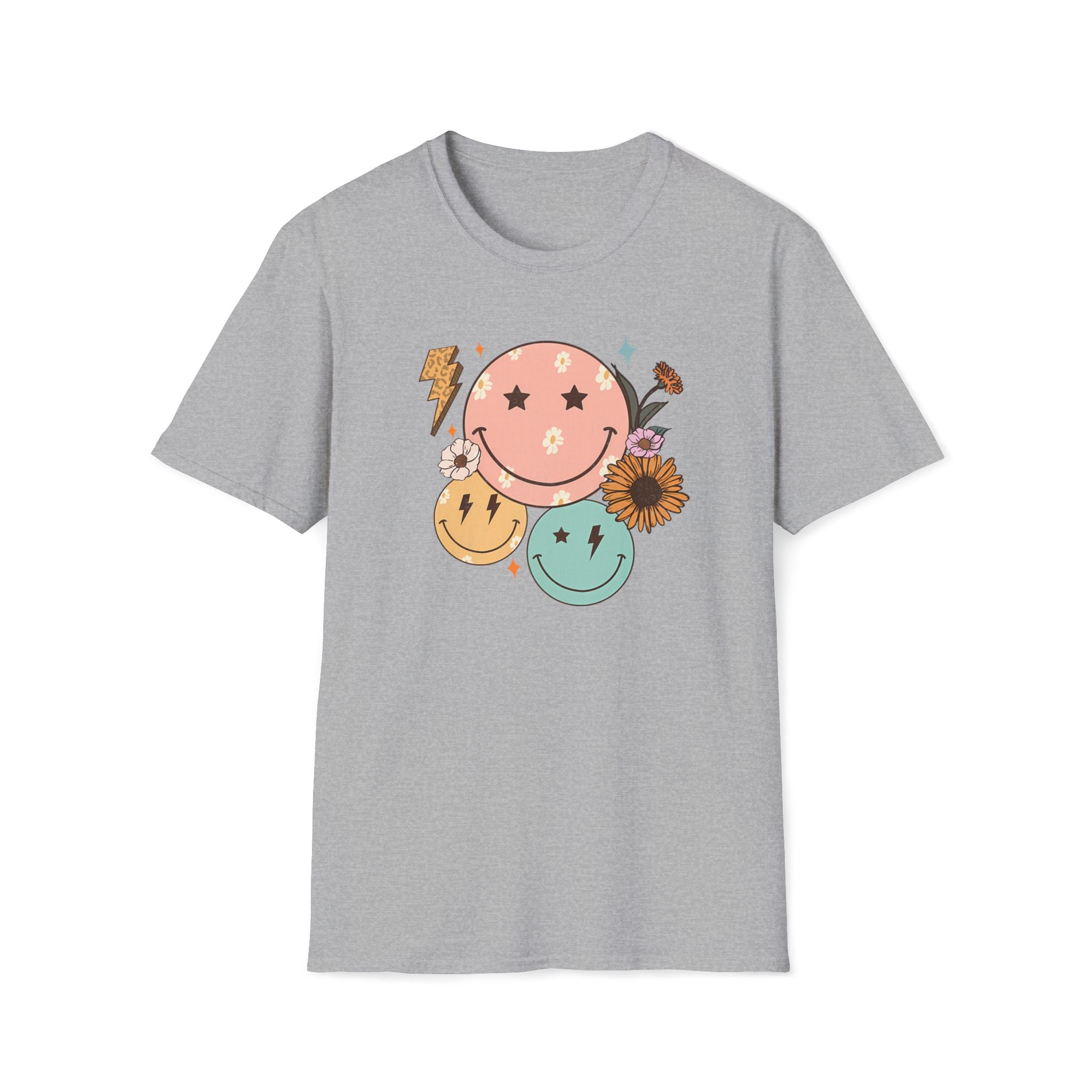 Electric Smiley Face Graphic T-Shirt
