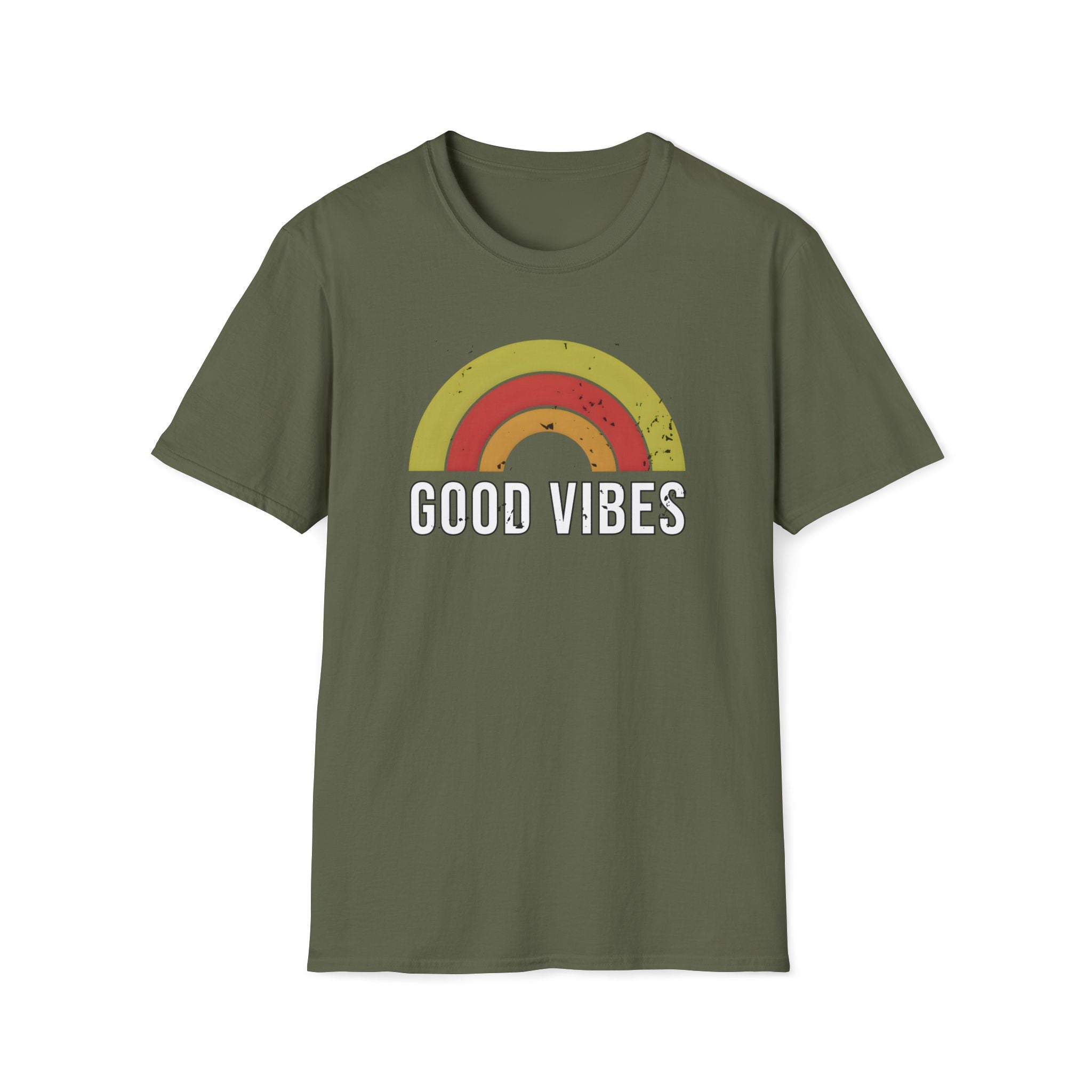 "Good Vibes" Retro Grunge Rainbow T-Shirt