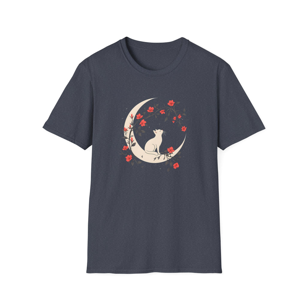 "Celestial Dreamer" Floral Cat & Moon T-Shirt
