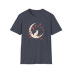 "Celestial Dreamer" Floral Cat & Moon T-Shirt