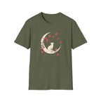 "Celestial Dreamer" Floral Cat & Moon T-Shirt