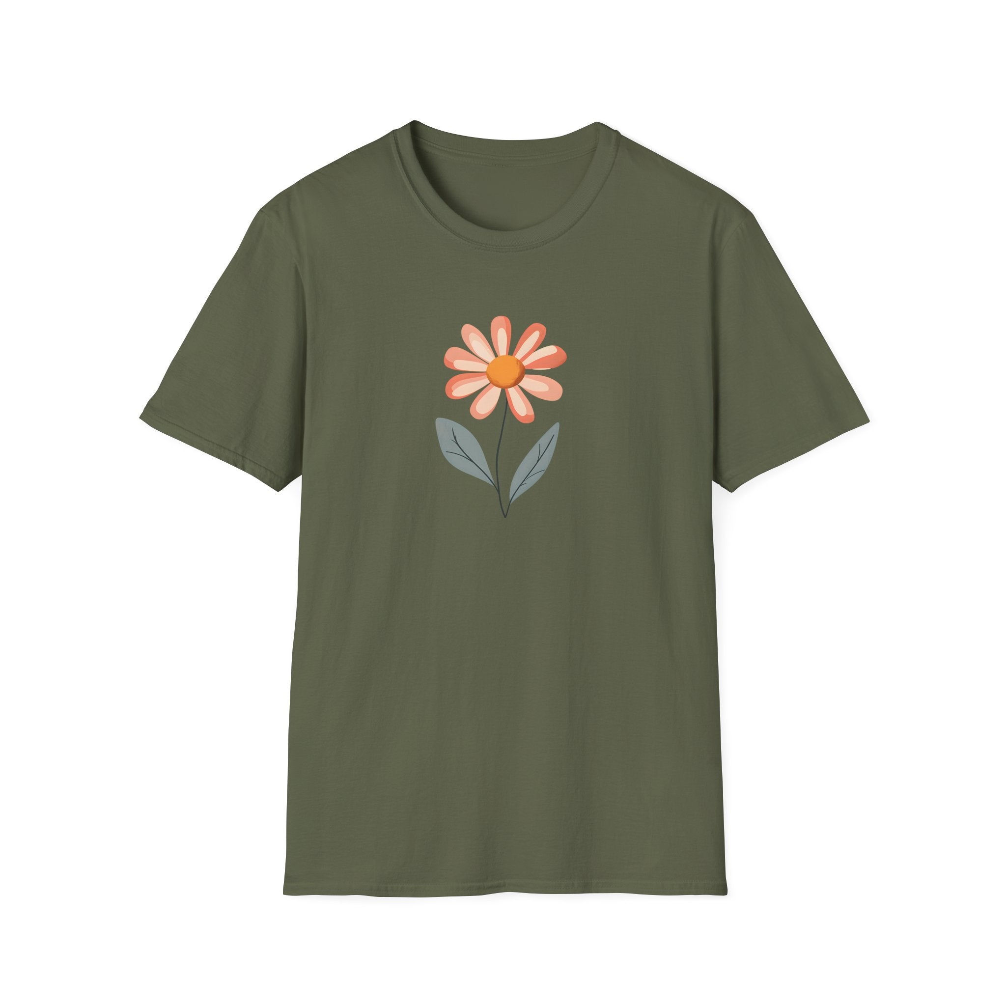 Minimalist Peach Daisy T-Shirt