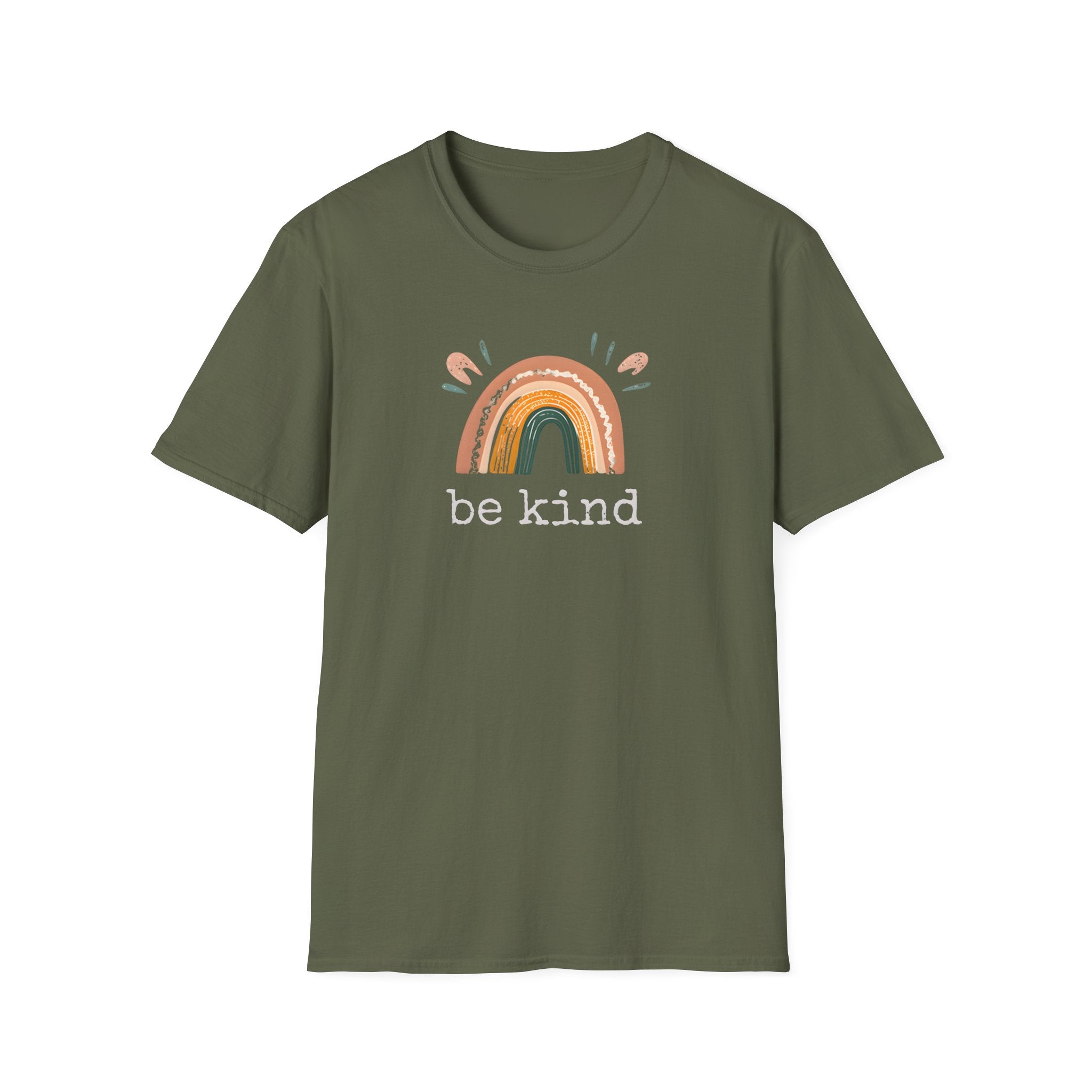 "Be Kind" Earthy Boho Rainbow T-Shirt