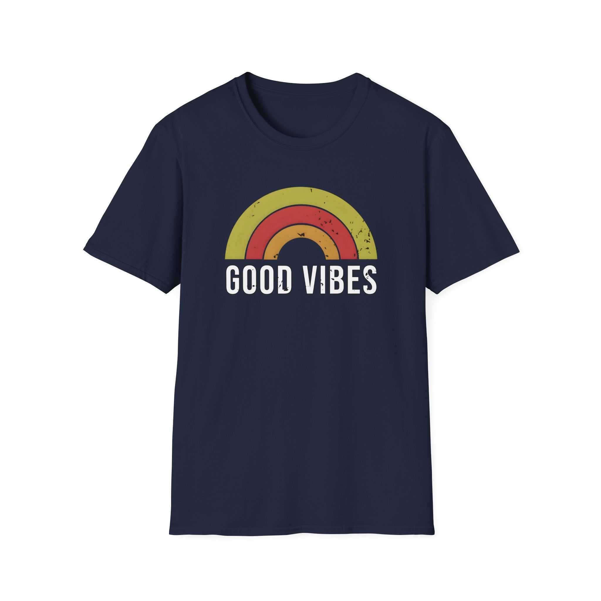 "Good Vibes" Retro Grunge Rainbow T-Shirt