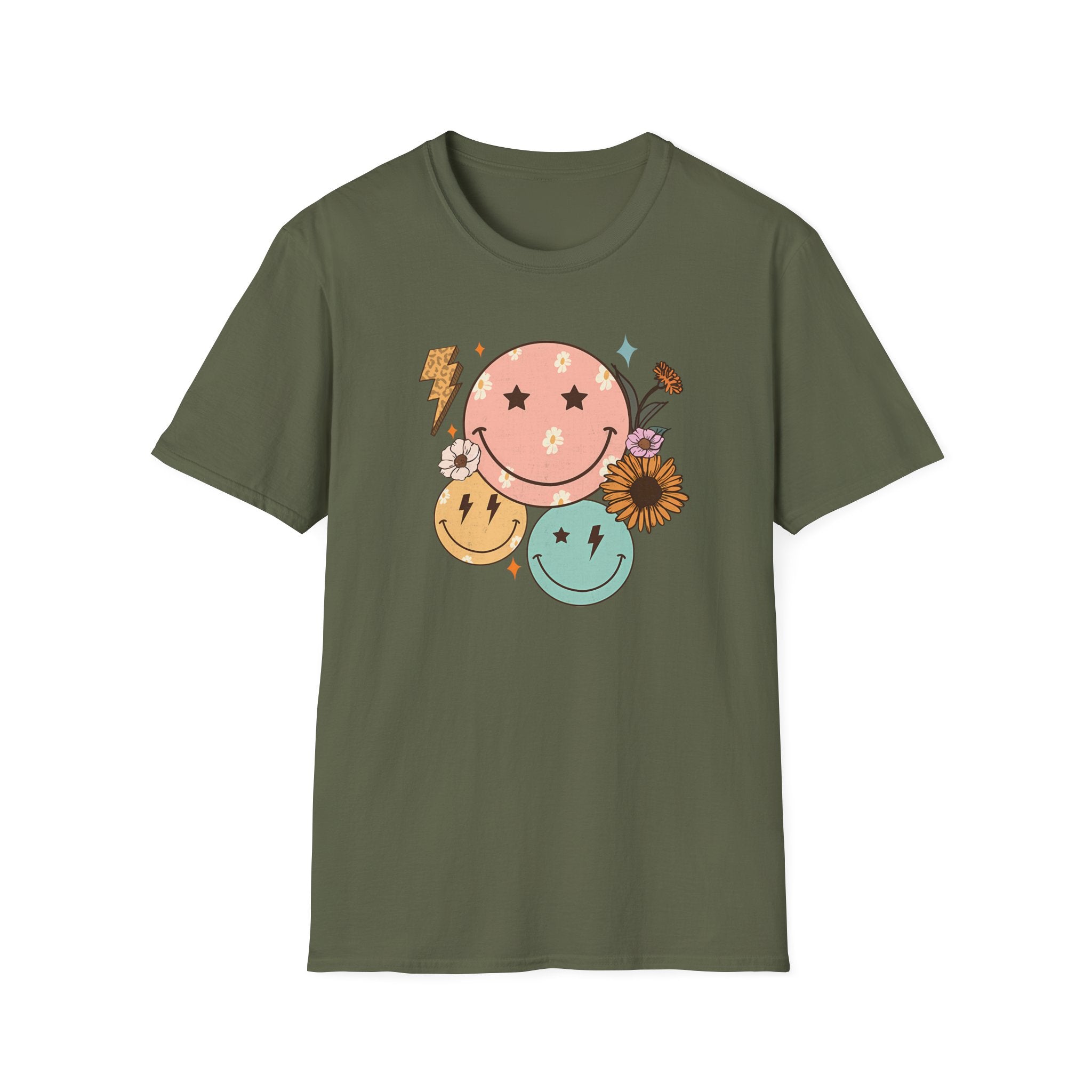 Electric Smiley Face Graphic T-Shirt