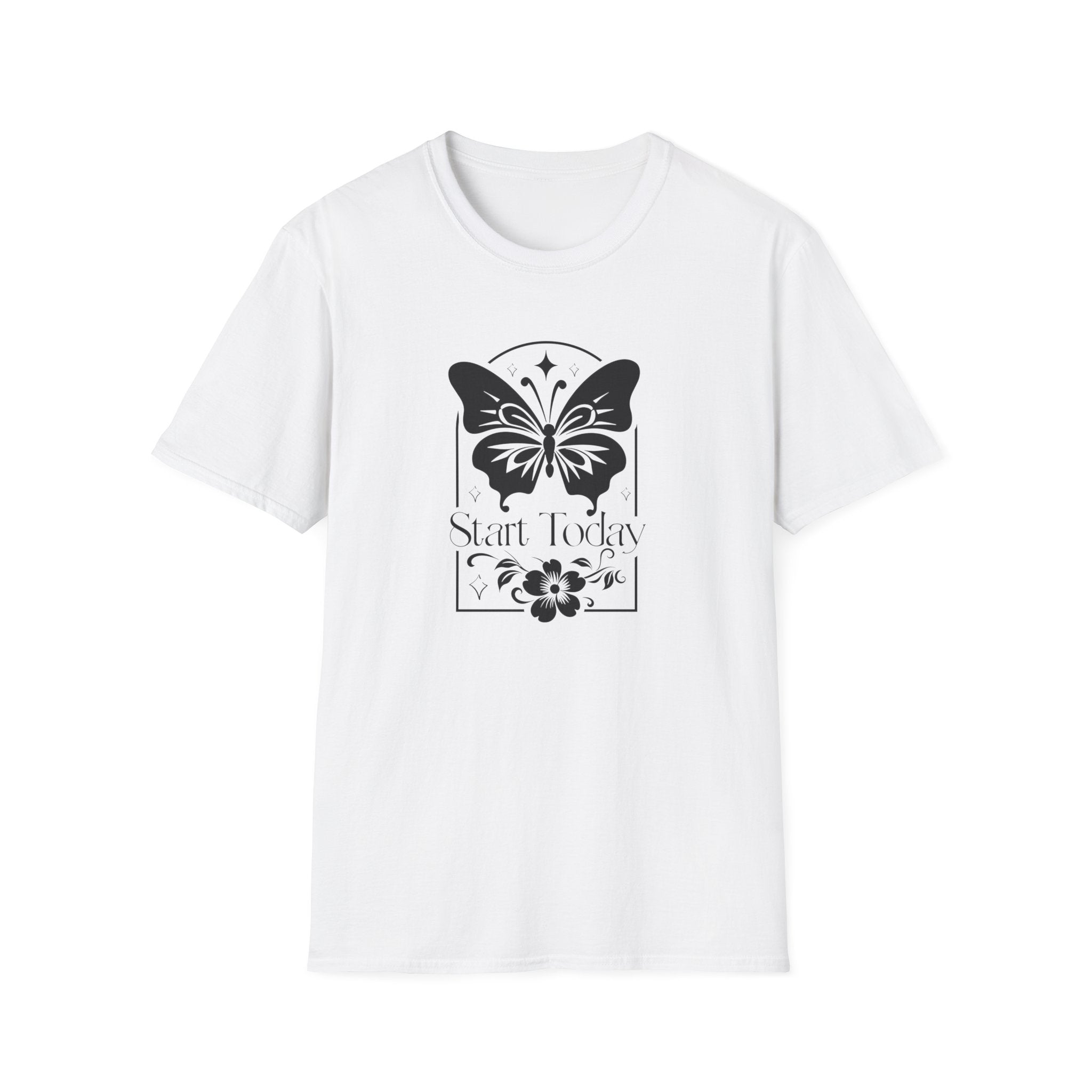 "Start Today" Celestial Butterfly Motif T-Shirt