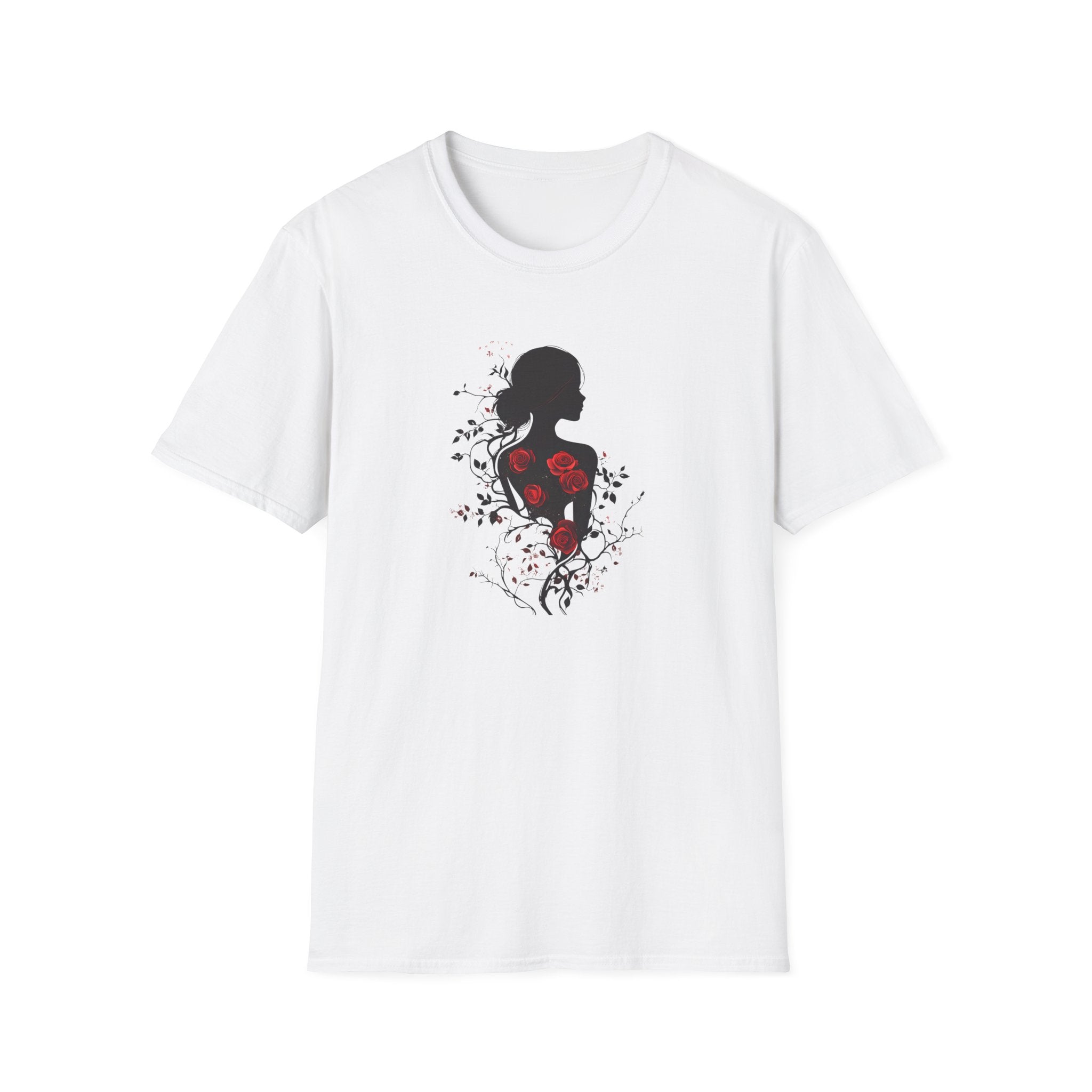 The "Blooming Silhouette" Dark Romantic Rose T-Shirt