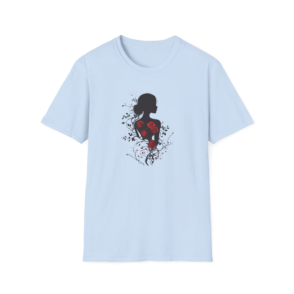 The "Blooming Silhouette" Dark Romantic Rose T-Shirt