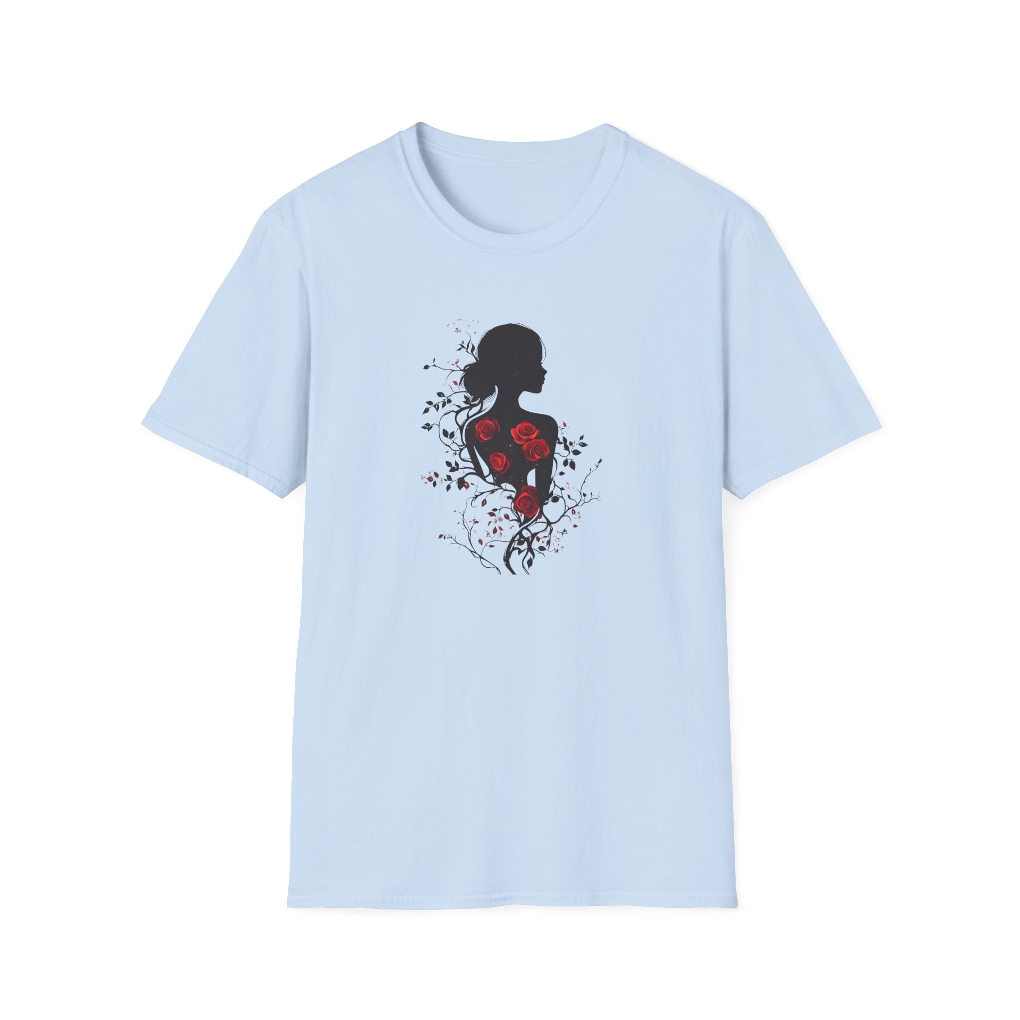 The "Blooming Silhouette" Dark Romantic Rose T-Shirt