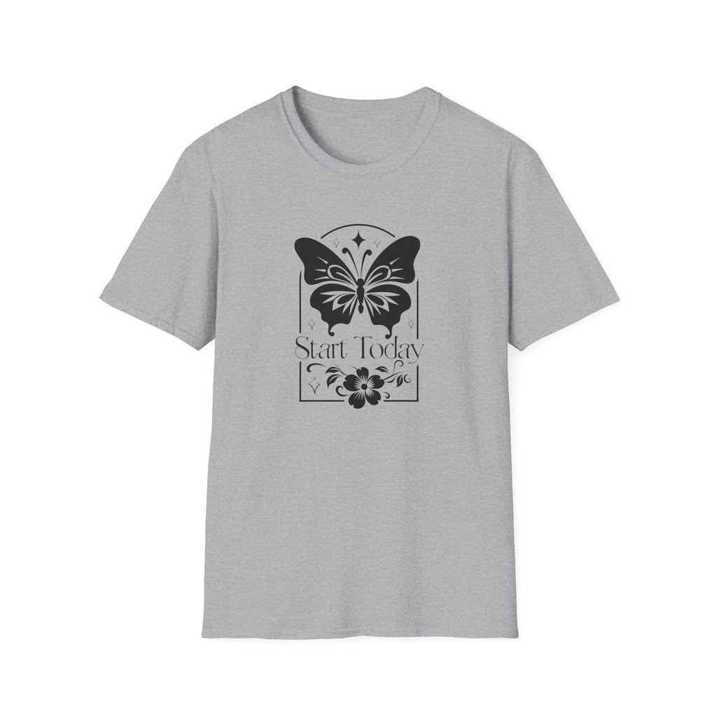 "Start Today" Celestial Butterfly Motif T-Shirt
