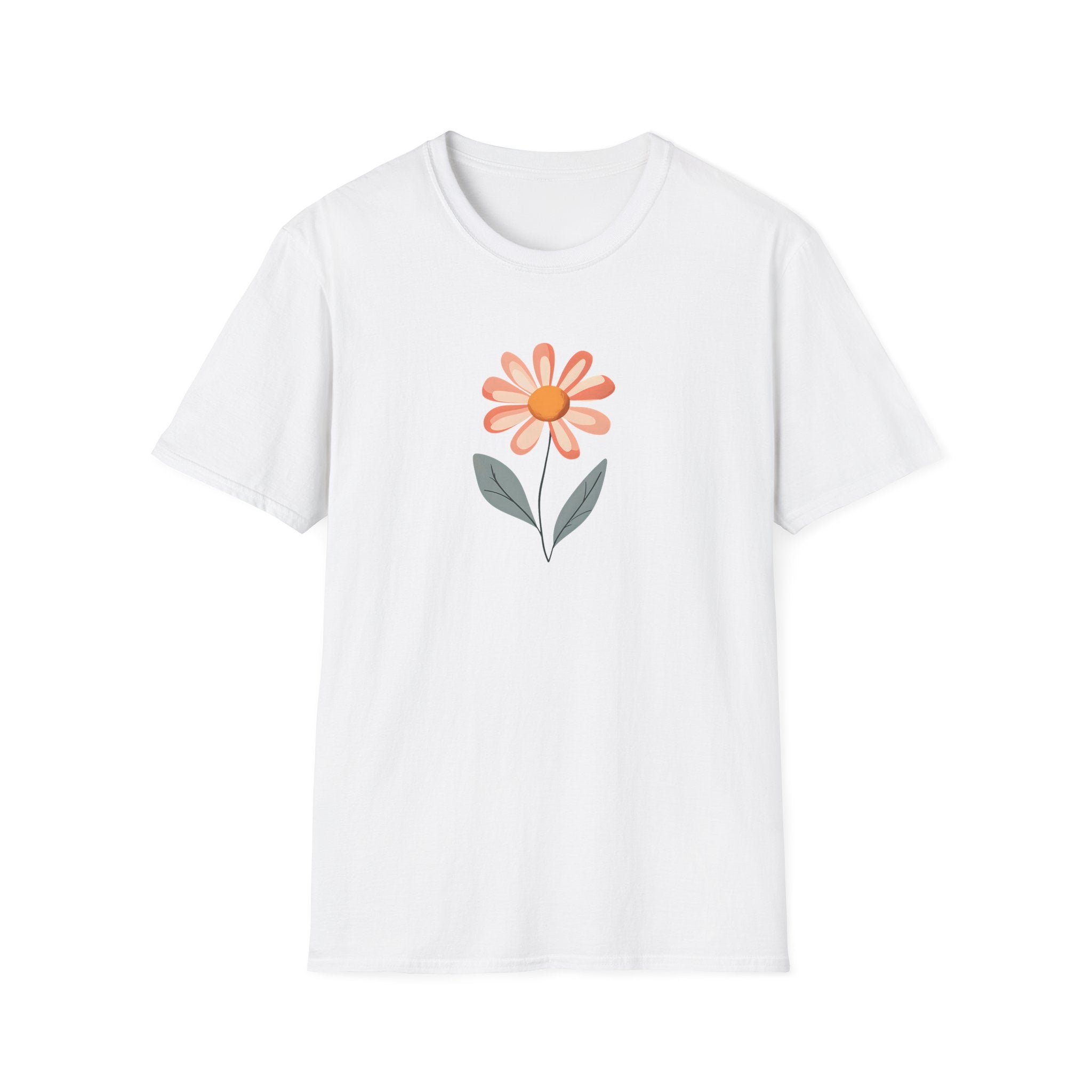 Minimalist Peach Daisy T-Shirt