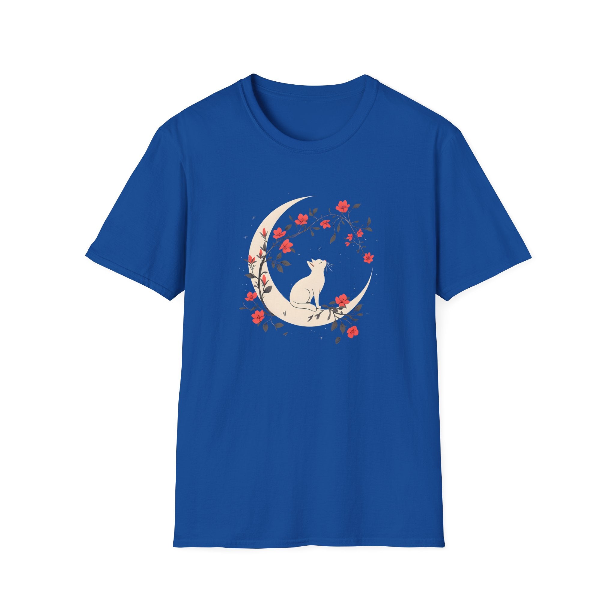 "Celestial Dreamer" Floral Cat & Moon T-Shirt