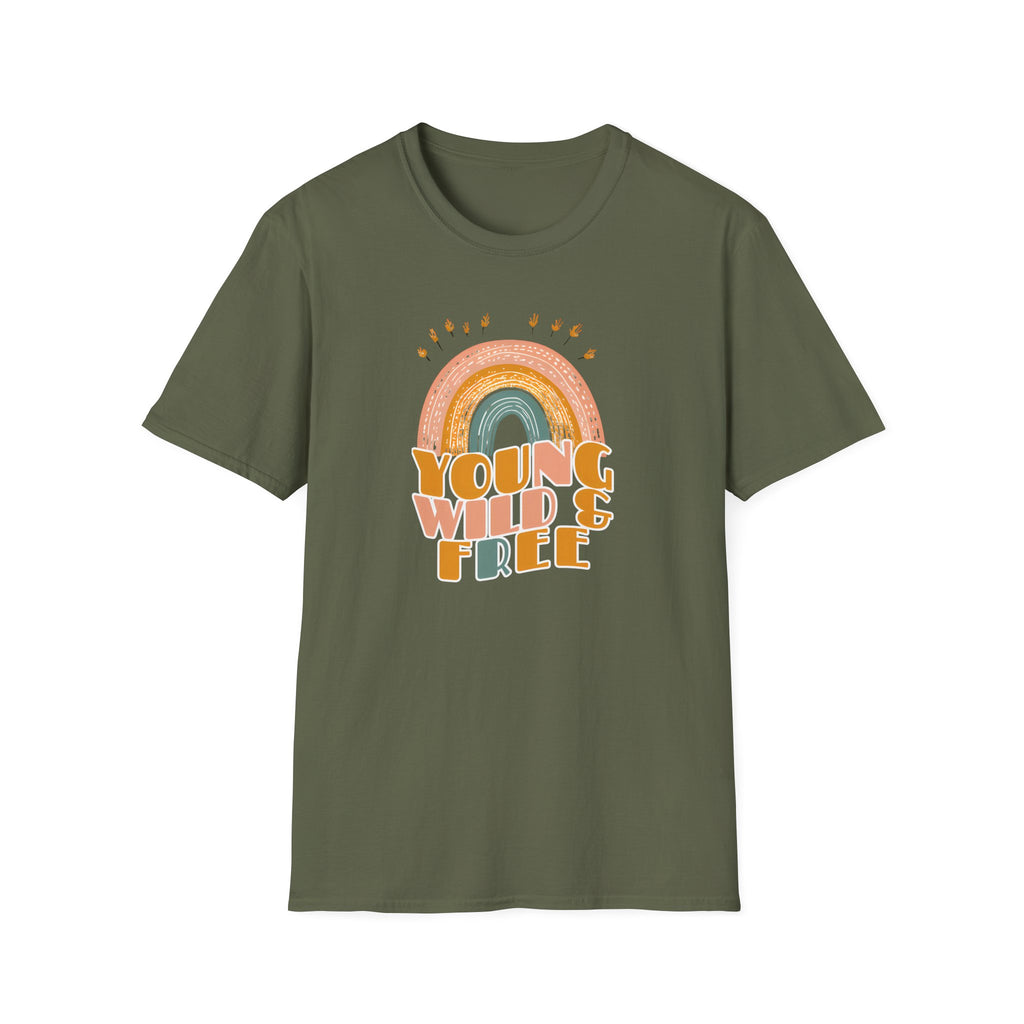 "Young, Wild & Free" Earthy Rainbow T-Shirt