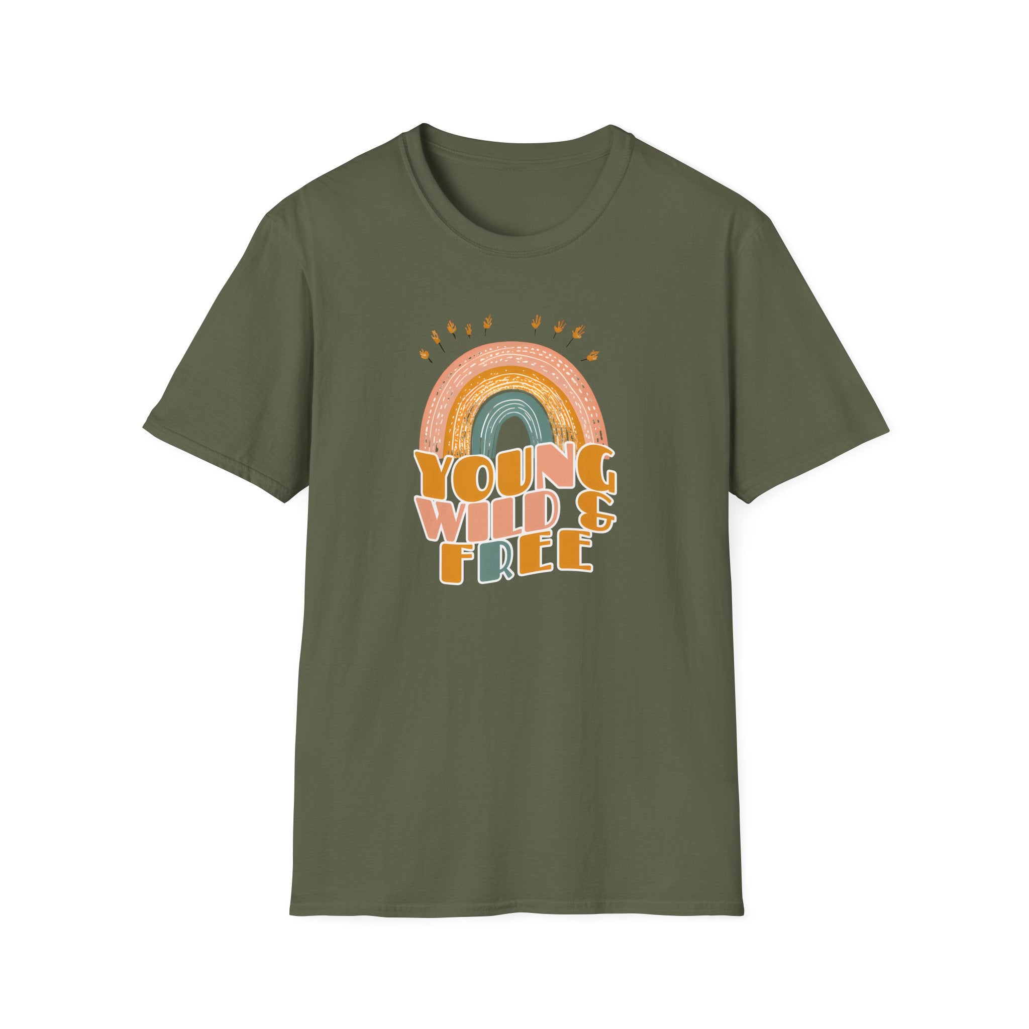 "Young, Wild & Free" Earthy Rainbow T-Shirt