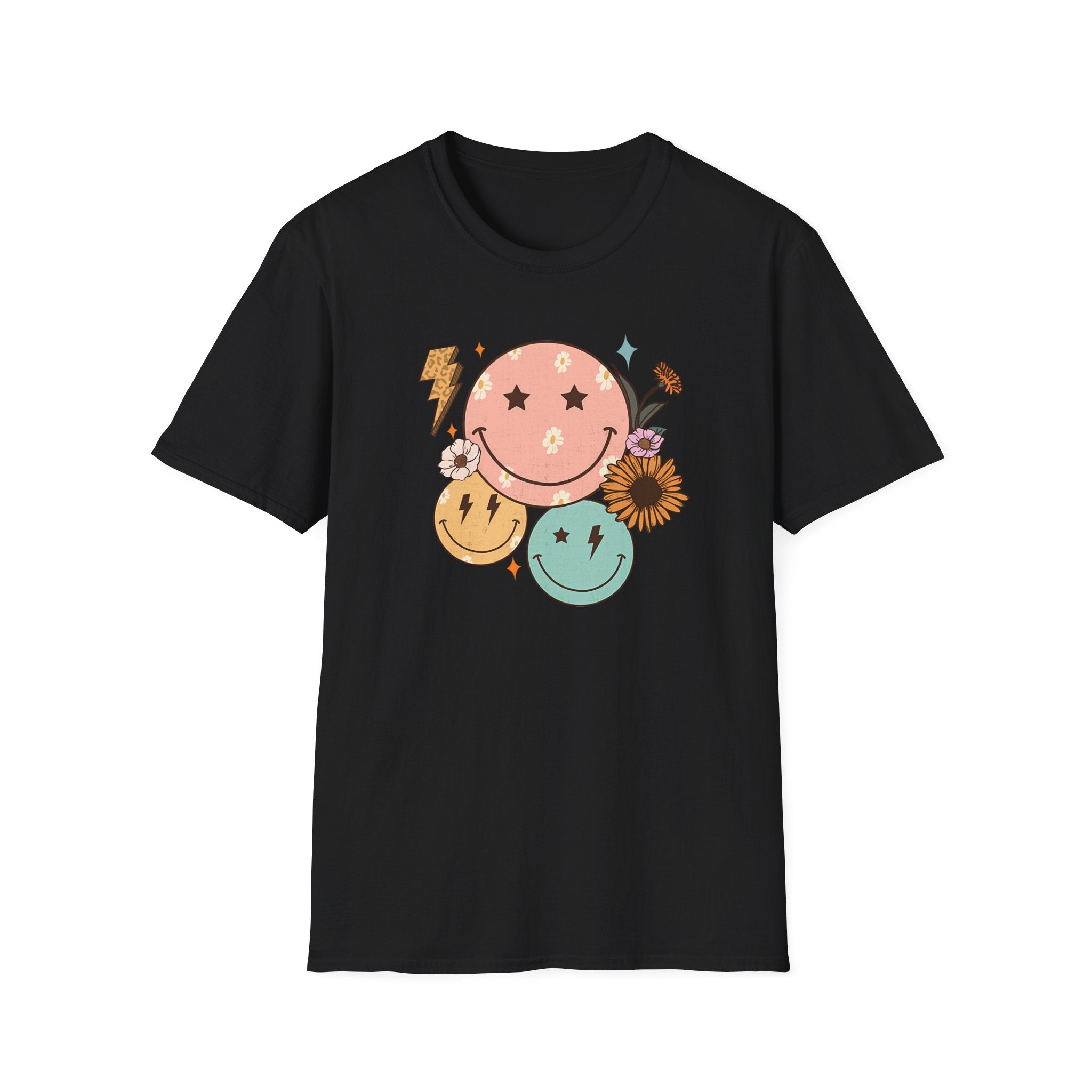 Electric Smiley Face Graphic T-Shirt