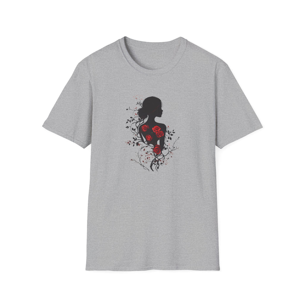 The "Blooming Silhouette" Dark Romantic Rose T-Shirt