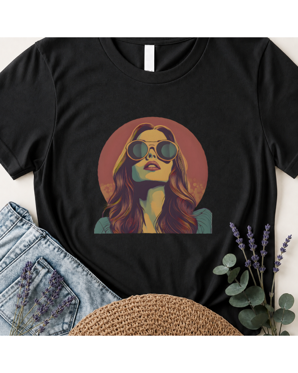 The "Sunset Muse" Retro Portrait T-Shirt