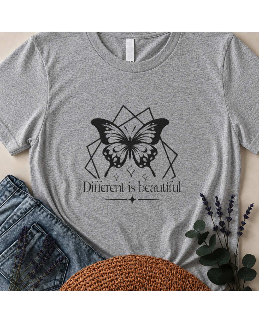 "Different is Beautiful" Geometric Butterfly T-Shirt