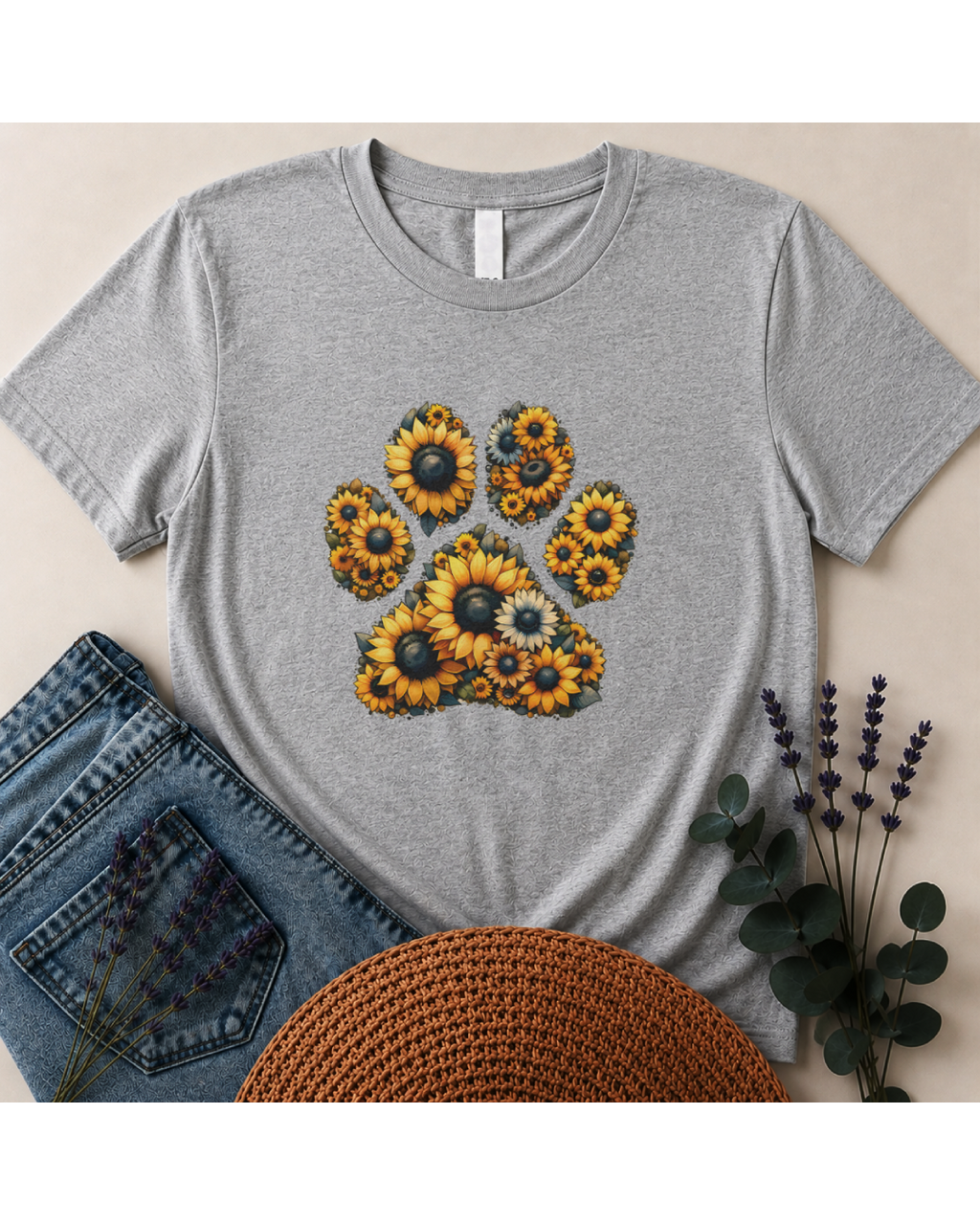 Sunflower Paw Print T-Shirt