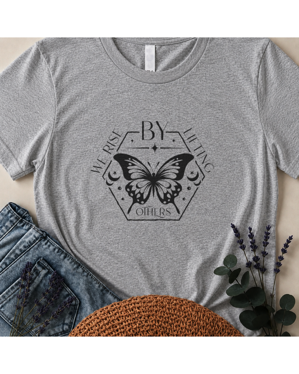 "We Rise" Celestial Butterfly Mantra T-Shirt