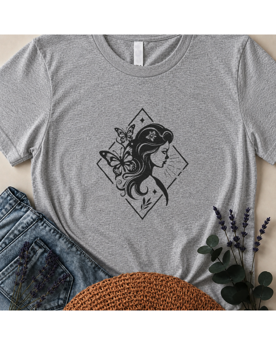 The "Butterfly Muse" Vintage Portrait T-Shirt