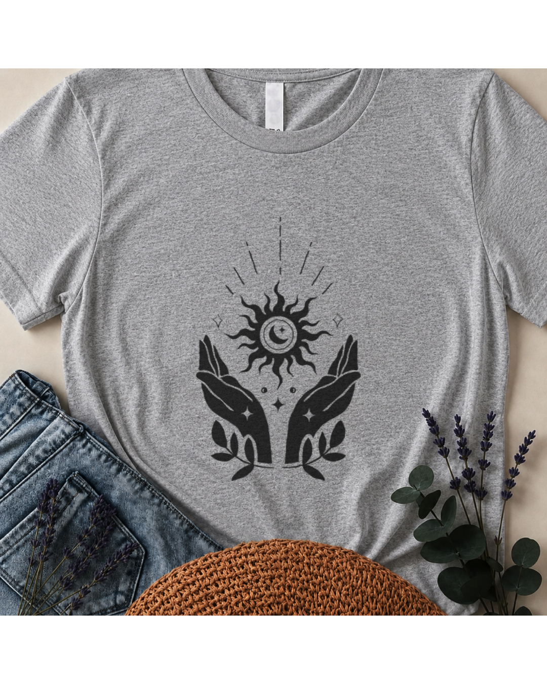 "Cosmic Embrace" Celestial Sun & Moon T-Shirt