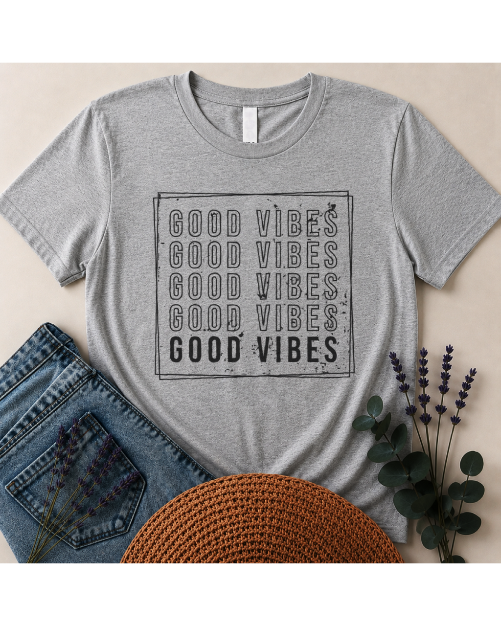 "Good Vibes" Distressed Mantra T-Shirt