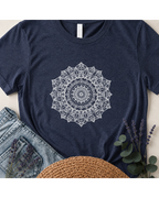 "Serene Spirit" White Mandala Graphic T-Shirt