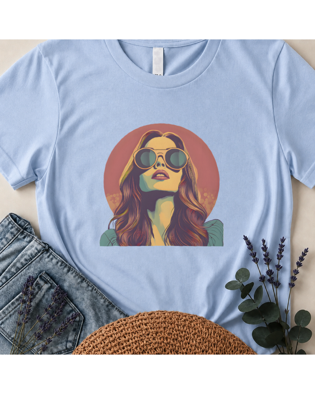 The "Sunset Muse" Retro Portrait T-Shirt