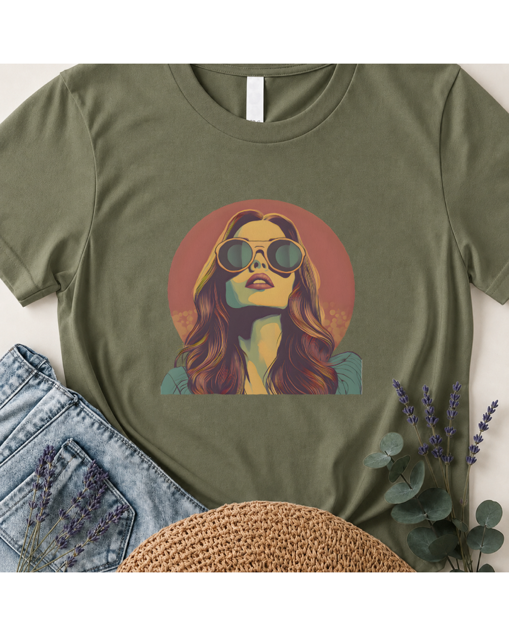 The "Sunset Muse" Retro Portrait T-Shirt