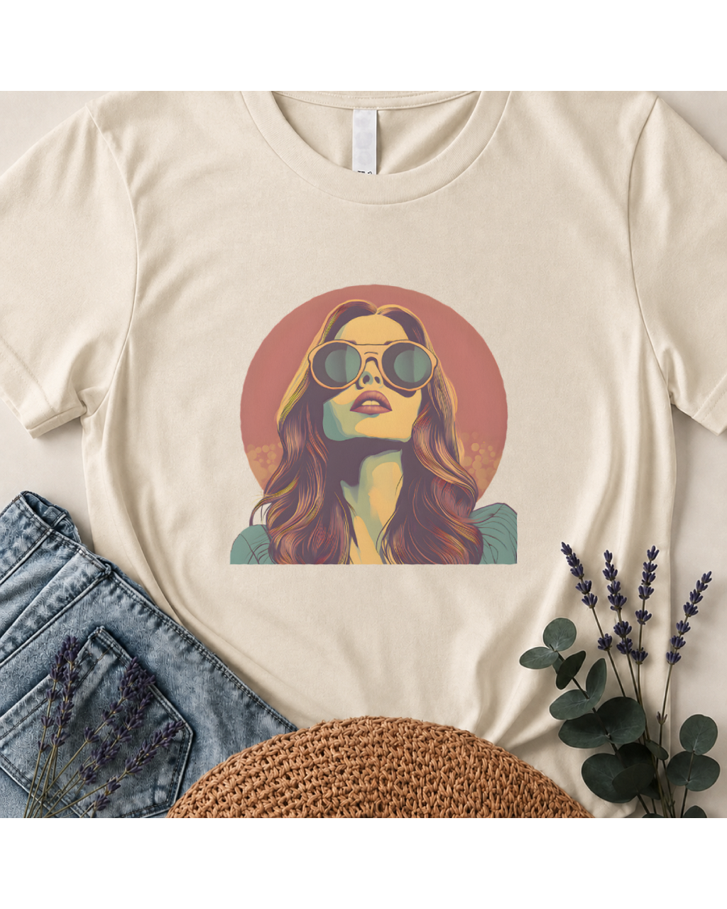 The "Sunset Muse" Retro Portrait T-Shirt