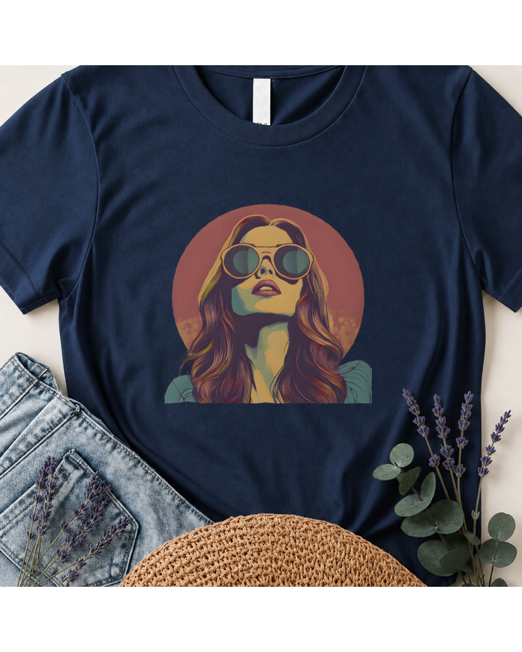 The "Sunset Muse" Retro Portrait T-Shirt